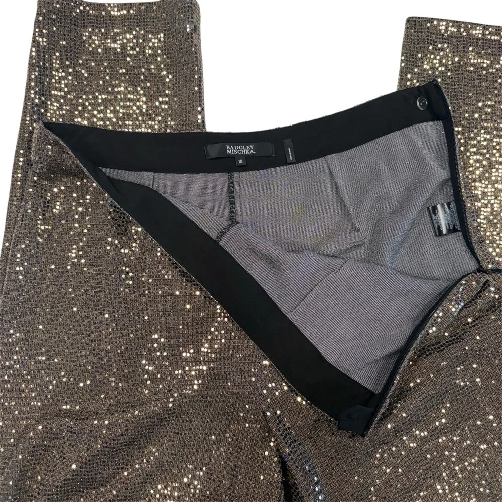 Badgley Mischka Gold Sequin Embellished Belted Blazer‎ & Matching Trousers Set - Picture 13 of 15